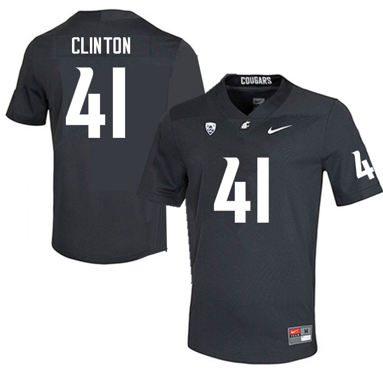Men #41 Dylan Clinton Washington State Cougars College Football Jerseys Sale-Charcoal - Click Image to Close